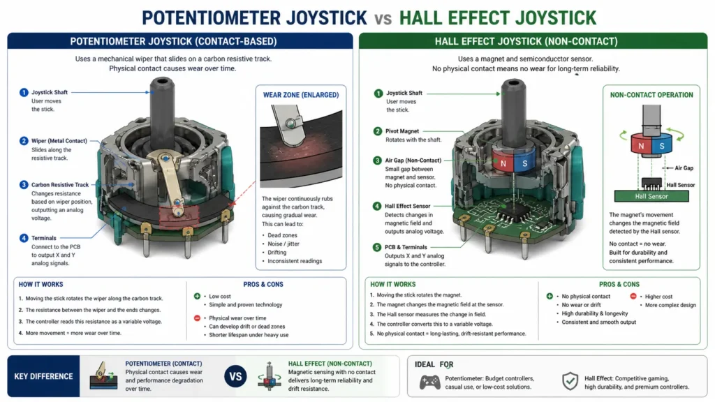 Potentiometer vs Hall Effect Joystick Comparison